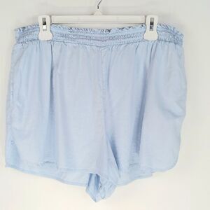 AERIE Women’s Light Blue Linen Blend Lagenlook Shorts XL Relaxed Fit